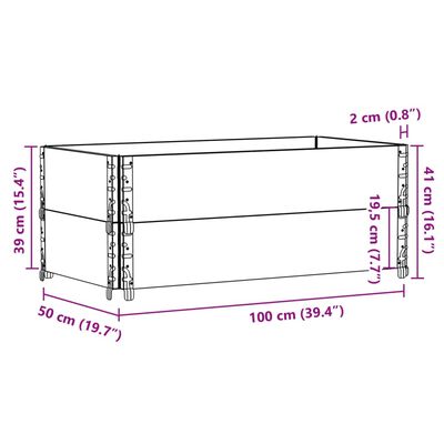 vidaXL Okviri za palete 2 kom sivi 100 x 50 cm od masivne borovine