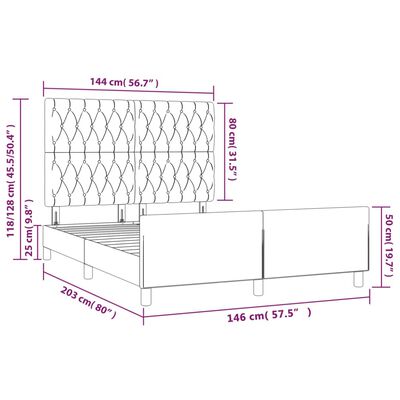 vidaXL Okvir za krevet s uzglavljem svjetlosivi 140x200 cm baršunasti