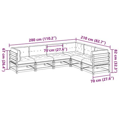 vidaXL 6-dijelni set vrtnih sofa od impregnirane borovine s jastucima