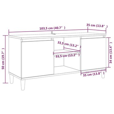 vidaXL TV ormarić s nogama od masivnog drva 103,5x35x50 cm boja hrasta