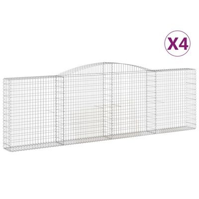 vidaXL Lučne gabionske košare 4 kom 400x30x120/140cm pocinčano željezo