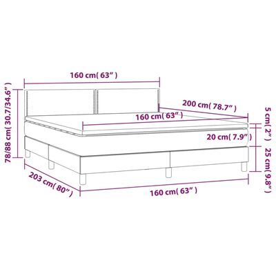 vidaXL Krevet box spring s madracem LED crni 160x200cm od umjetne kože