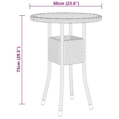 vidaXL 3-dijelni vrtni bistro set od poliratana sivi