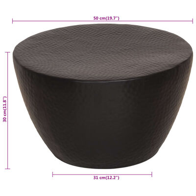 vidaXL Stolić za kavu od čekićanog aluminija Ø 50 x 30 cm crni