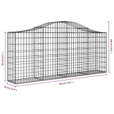 vidaXL Lučne gabionske košare 11 kom 200x30x80/100cm pocinčano željezo