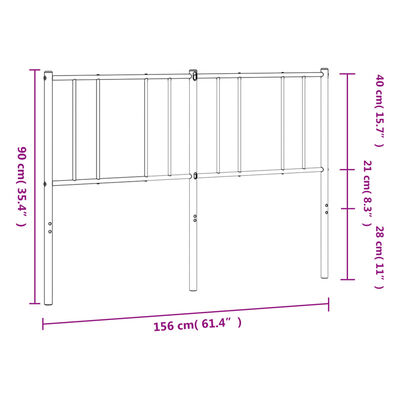 vidaXL Metalno uzglavlje bijelo 150 cm