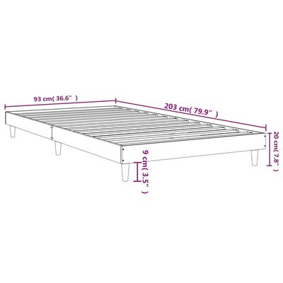 vidaXL Okvir za krevet smeđi hrast 90 x 200 cm od konstruiranog drva