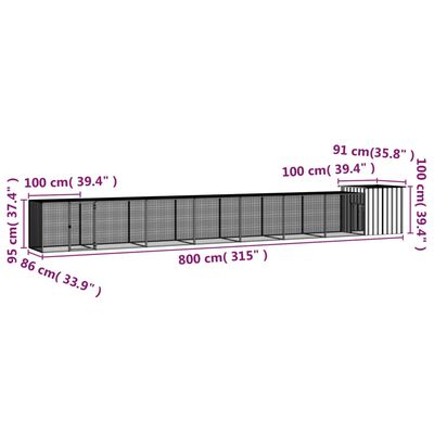 vidaXL Kavez za kokoši antracit 800x91x100 cm pocinčani čelik