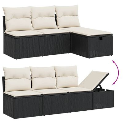 vidaXL 9-dijelni set vrtnih sofa s jastucima crni od poliratana