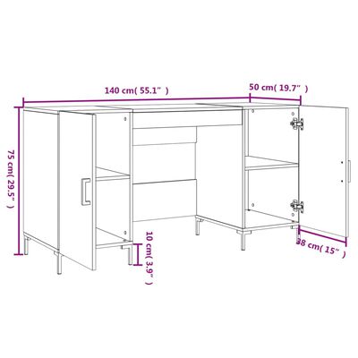 vidaXL Radni stol smeđa boja hrasta 140 x 50 x 75 cm konstruirano drvo