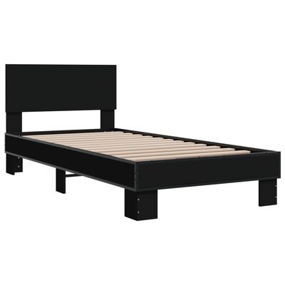 vidaXL Okvir za krevet crni 90 x 190 cm od konstruiranog drvo i metal