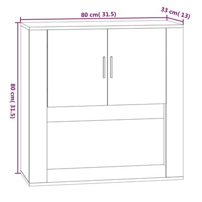 vidaXL Zidni ormarić bijeli 80 x 33 x 80 cm od konstruiranog drva