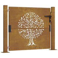 vidaXL Vrtna vrata 105 x 105 cm od čelika COR-TEN s uzorkom stabla