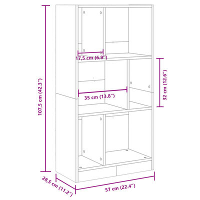 vidaXL Regal za knjige boja hrasta 57x28,5x107,5 cm konstruirano drvo