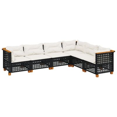 vidaXL 6-dijelni set vrtnih sofa s jastucima crni od poliratana