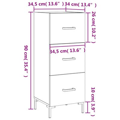 vidaXL Komoda bijela 34,5 x 34 x 90 cm od konstruiranog drva