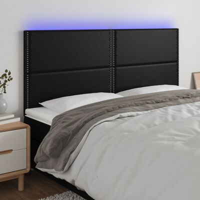 vidaXL LED uzglavlje crno 160x5x118/128 cm od umjetne kože