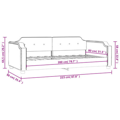 vidaXL Dnevni krevet crni 80 x 200 cm od tkanine