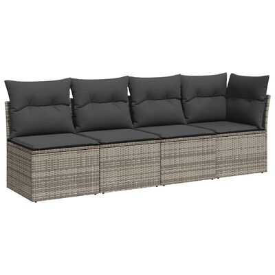 vidaXL 11-dijelni set vrtnih sofa od poliratana s jastucima sivi