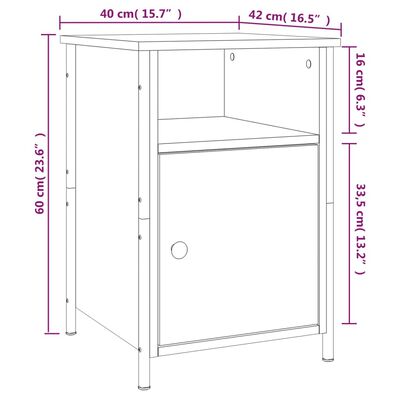 vidaXL Noćni ormarići 2 kom boja smeđeg hrasta 40x42x60 cm drveni