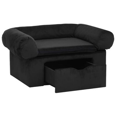 vidaXL Sofa za pse s ladicom crna 75 x 50 x 38 cm plišana