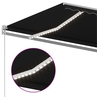 vidaXL Tenda na ručno uvlačenje s LED svjetlima 500x350 cm antracit