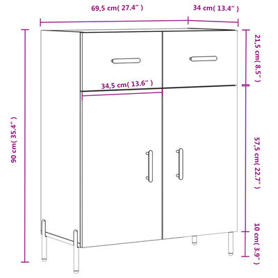 vidaXL Komoda boja smeđeg hrasta 69,5x34x90 cm od konstruiranog drva