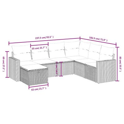 vidaXL 7-dijelni set vrtnih sofa s jastucima bež od poliratana