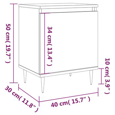 vidaXL Noćni ormarići 2 kom boja hrasta 40x30x50 cm konstruirano drvo