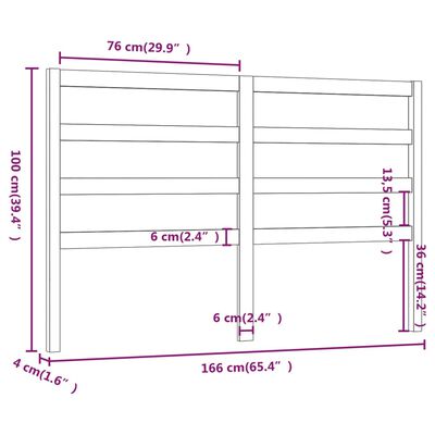 vidaXL Uzglavlje za krevet sivo 166 x 4 x 100 cm od masivne borovine