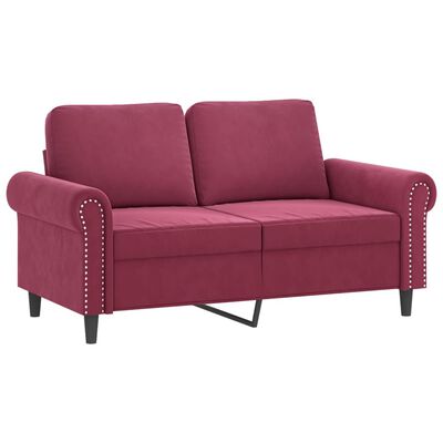 vidaXL 2-dijelni set sofa s jastucima crvena boja vina baršunasti