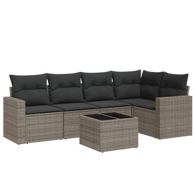 vidaXL 6-dijelni set vrtnih sofa od poliratana s jastucima sivi