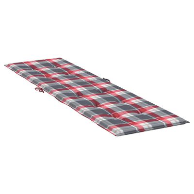 vidaXL Jastuk za ležaljku crveni karirani (75 + 105) x 50 x 4 cm
