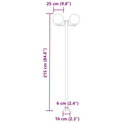 vidaXL Vanjske podne svjetiljke 3 kom srebrne 215 cm nehrđajući čelik