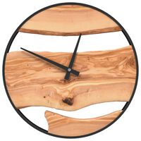 vidaXL Zidni sat smeđi Ø 35 cm od željeza i drva masline