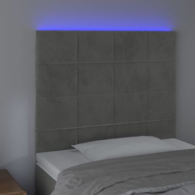 vidaXL LED uzglavlje svjetlosivo 90x5x118/128 cm baršunasto