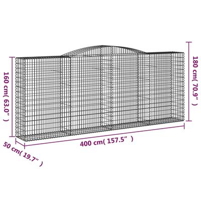 vidaXL Lučne gabionske košare 4 kom 400x50x160/180cm pocinčano željezo