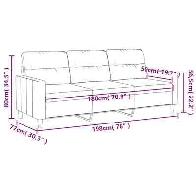 vidaXL Trosjed od tkanine Smeđe-siva 180 cm