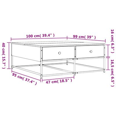 vidaXL Stolić za kavu boja hrasta 100x99x40 cm konstruirano drvo