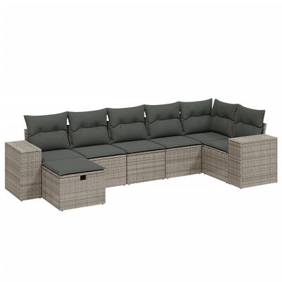 vidaXL 7-dijelni set vrtnih sofa sivi od poliratana