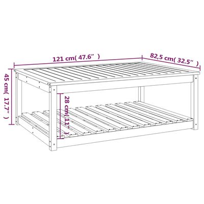 vidaXL Vrtni stol crni 121 x 82,5 x 45 cm od masivne borovine