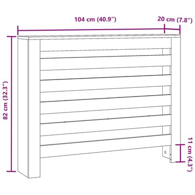 vidaXL Pokrov za radijator hrasta sonome 104x20x82cm konstruirano drvo