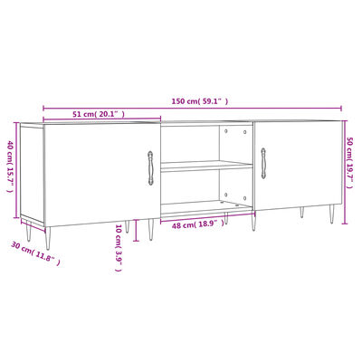 vidaXL TV ormarić boja hrasta 150x30x50 cm od konstruiranog drva