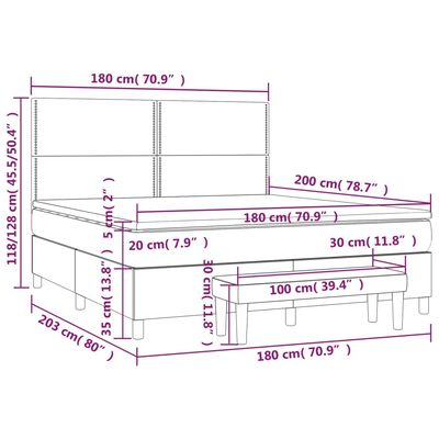 vidaXL Krevet s oprugama i madracem svjetlosivi 180x200 cm od tkanine