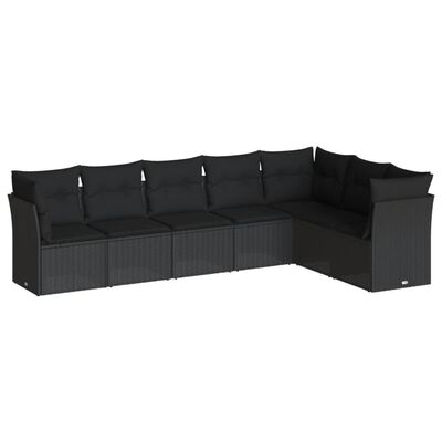 vidaXL 7-dijelni set vrtnih sofa od poliratana s jastucima crni