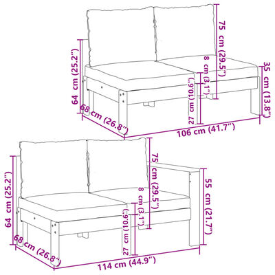 vidaXL 5-dijelna set vrtnih sofa od masivnog drva bagrema s jastucima