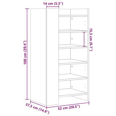 vidaXL Ormarić za cipele hrast sonoma 52x37,5x100 cm konstruirano drvo