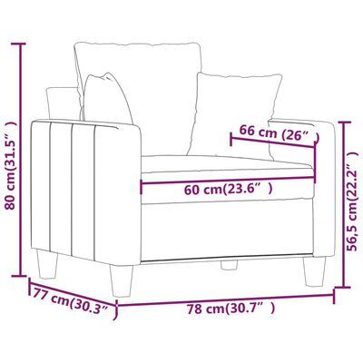 vidaXL Fotelja krem 60 cm Tkanina