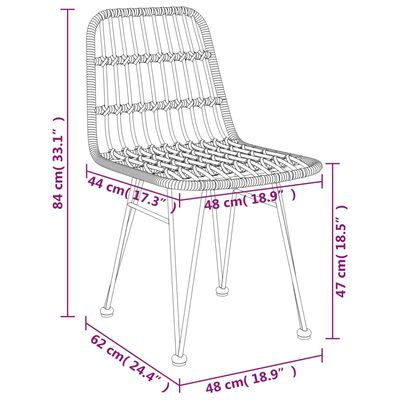 vidaXL Vrtne stolice 2 kom 48 x 62 x 84 cm od PE ratana