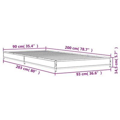 vidaXL Okvir za krevet boja hrasta 90x200 cm konstruirano drvo i metal